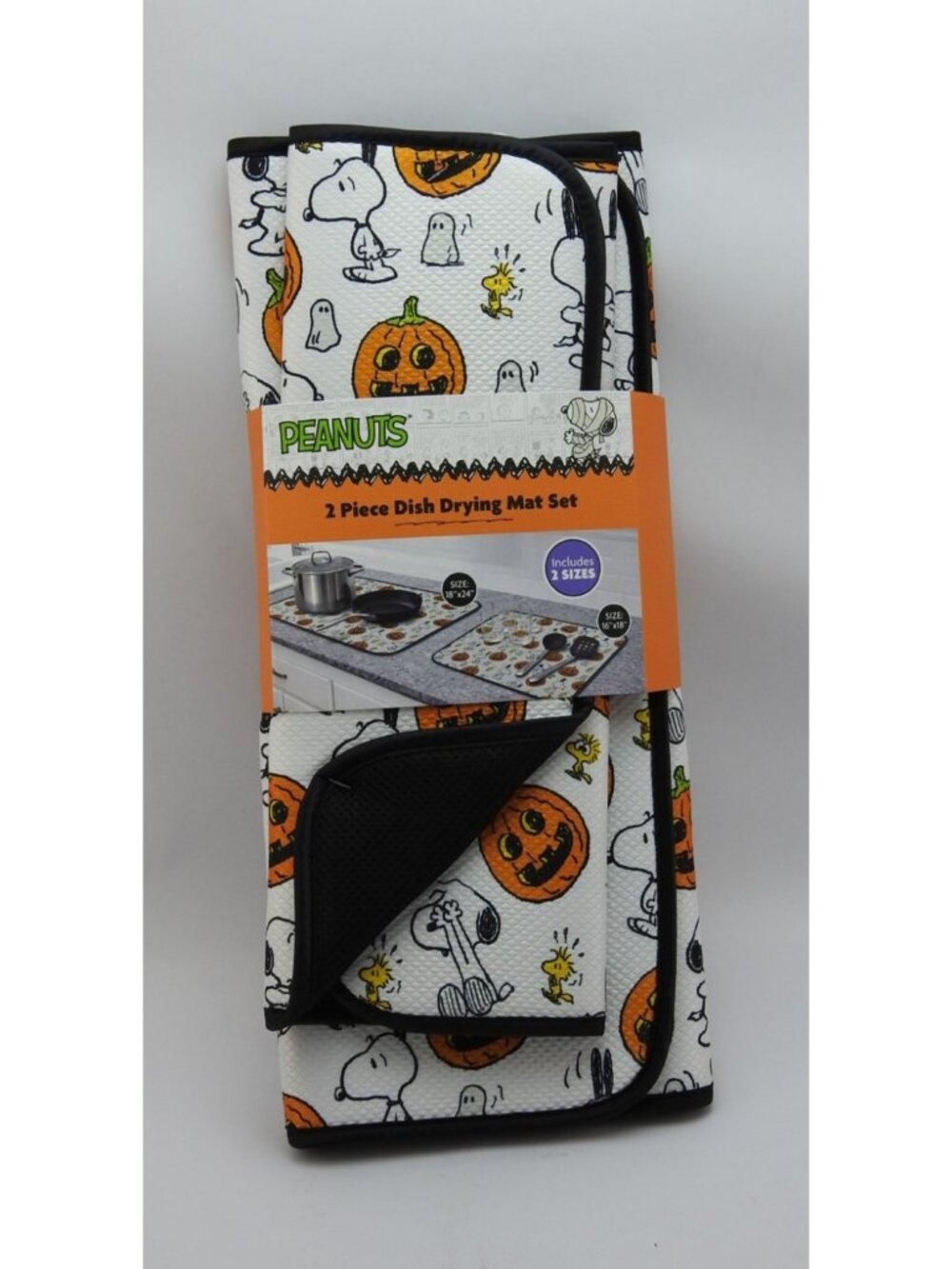 Peanuts Snoopy Halloween Dish Drying Mat Set 2 Piece 2 Sizes Pumpkin New